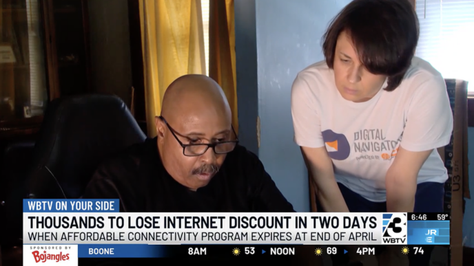 WBTV News cast screenshot of story "Thousands to lose internet discount"